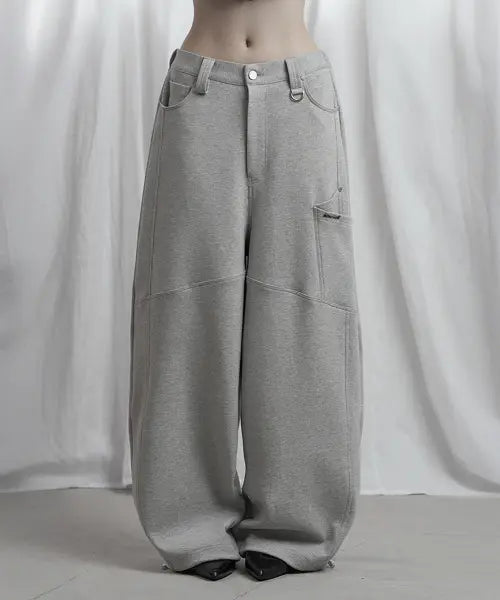 [ETRE AU SOMMET] Panel Pocket Wide Training Pants (Melange Gray)